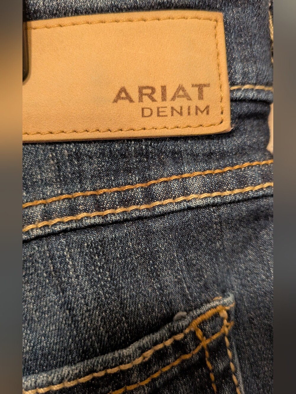 Ariat Dark Blue Jeans with Red & Yellow Floral Embroidery - Picture 3 of 5